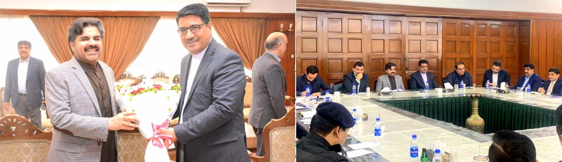 کراچی: صوبائی وزیر توانائی سندھ سید ناصر حسین شاہ کا ایرانی کونسل خانے میں ایرانی کونسل جنرل حسن نوریان سے ملاقات۔۔۔
