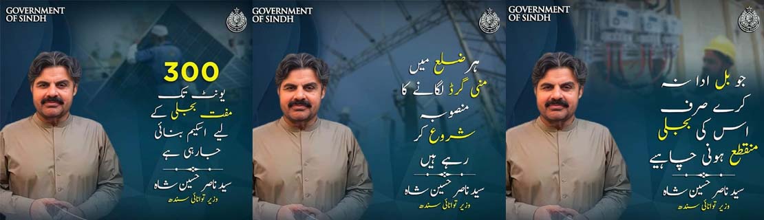 تین سو یونٹ تک مفت بجلی کے لیے اسکیم بنائی جارہی ہے، وزیر توانائی سندھ سید ناصر حسین شاہ